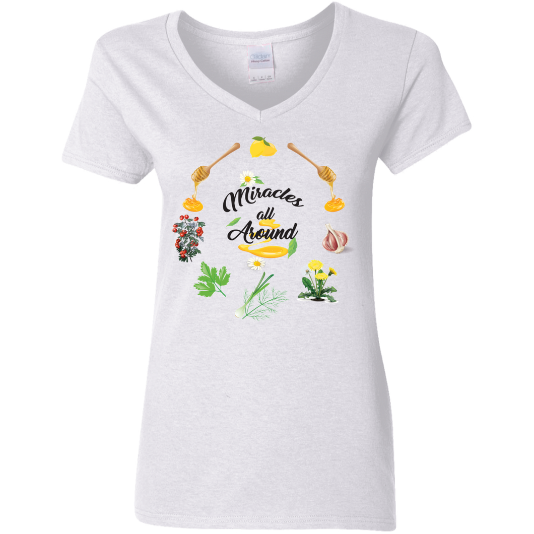 T-Shirt Ladies' 5.3 oz. V-Neck -Miracles